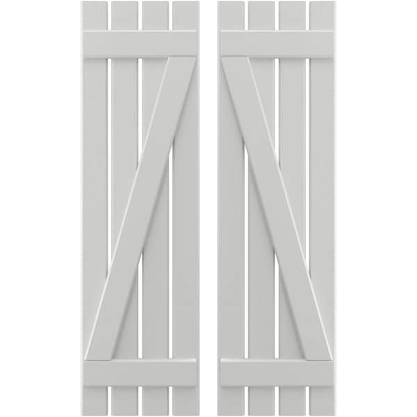 Ekena Millwork Americraft 4-Board (2 Batten) Wood Spaced Board-n-Batten Shutters w/ Z-Bar, ARW102SB415X77STH, PR ARW102SB415X77STH - main